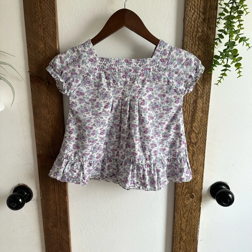 Vintage Oshkosh B’Gosh Girls Floral Print Blouse Puff Sleeve Cottagecore Size 6x